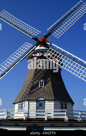 Old windmill build in dutch style - Friedrichskoog, Dithmarschen, Schleswig-Holstein Stock Photo