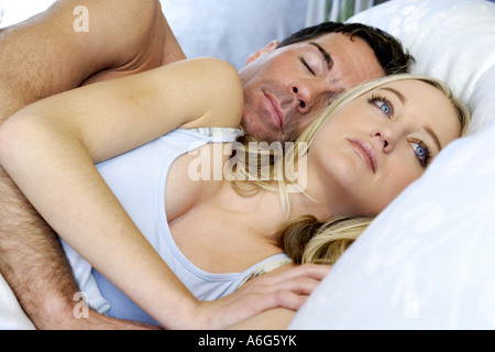 couple in bed Stock Photo