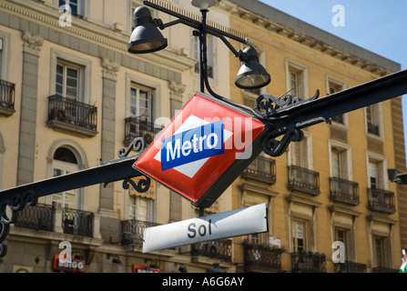 Sign at the entrance to metro station Puerta del Sol, Madrid, Spain Stock Photo