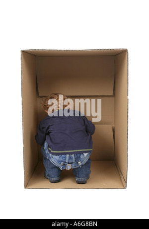 children inspecting box Stock Photo