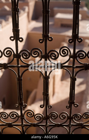 A lattice window in the Taourirt Kasbah in Ouarzazate, Morocco Stock Photo
