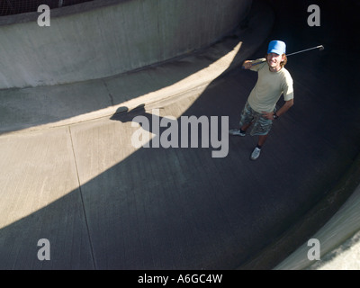 Young male urban golfer