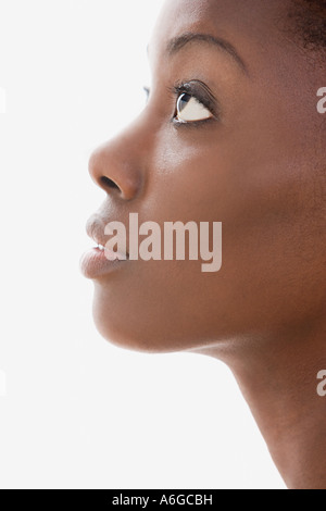 Profile of a young womans face Stock Photo