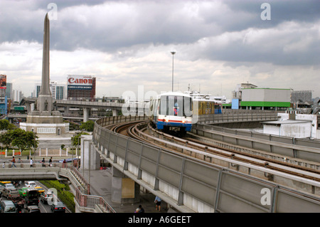 Thailand, Bangkok  Skytrain, a rail based mass transit system, Victory Station. Stock Photo