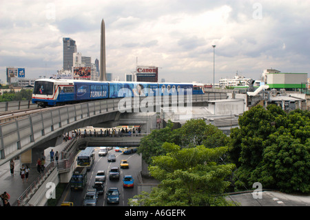 Thailand, Bangkok  Skytrain, a rail based mass transit system, Victory Station. Stock Photo