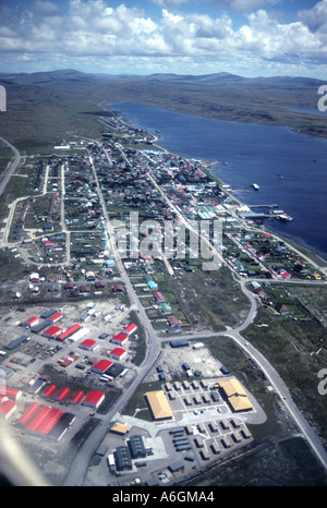 Aerial view of Port Stanley, designated a city in May 2022, Falkland Islands Stock Photo