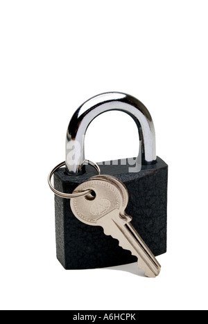 Lock and keys on white background Stock Photo