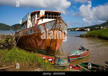 Wreck Indian River Portsmouth City Dominica Lesser Antilles Windward Islands Caribbean Stock Photo