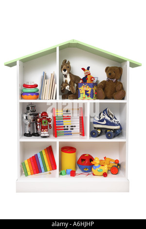 Toy shelf cut out on white background Stock Photo