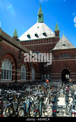 Bicycles parked in Central Station.Copenhagen.Denmark Stock Photo