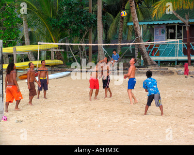 Beach volleyball by Salang Sarang Beach Resort Tioman Island Malaysia Stock Photo