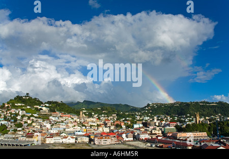 Rainbow over the Esplanade area City of St George s Grenada Lesser Antilles Caribbean Stock Photo