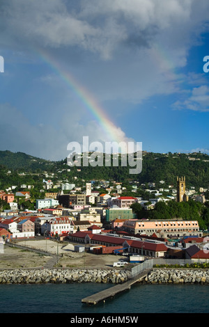 Rainbow over the Esplanade area City of St George s Grenada Lesser Antilles Caribbean Stock Photo