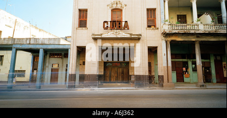 Cinema Cuba Architecture World Cities. Beautiful buildings of the city of Havana in Cuba in Central Latin America. Travel Central Latin America Stock Photo