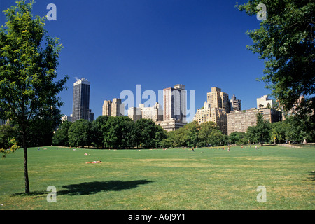 Manhattan Buildings from Central Park, New York, USA Stock Photo