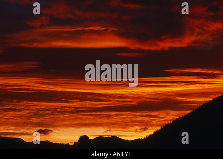 sunrise at Lake Moraine, Canada, Alberta Stock Photo