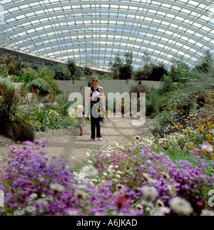 Mother and children in the Great Glass House at the The National Botanic Garden of Wales near Carmarthen UK  KATHY DEWITT Stock Photo