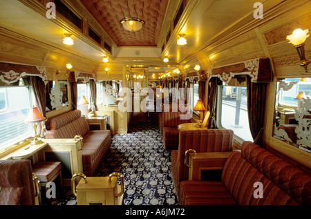 Coach on the Eastern and Oriental Express Train that travels from Bangkok to Singapore in splendid luxury. Stock Photo