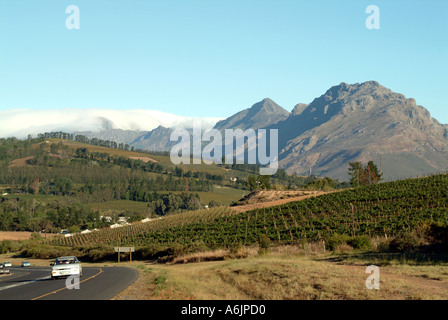 Motoring through the Stellenbosch wine region Western Cape South Africa RSA Stock Photo