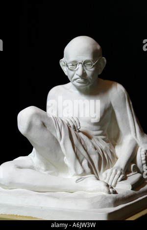 serene painting sculpture of Mahatma Gandhi on view at the Sabarmati Ashram  in Ahmedabad, Gujarat, India. Stock Photo