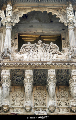 spectacular,white marble,intricately carved,Hathee Singh Jain 19th century Temple at Ahmedabad in Gujarat,India Stock Photo