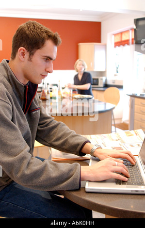 British business man remote working from home London UK with Laptop Stock Photo