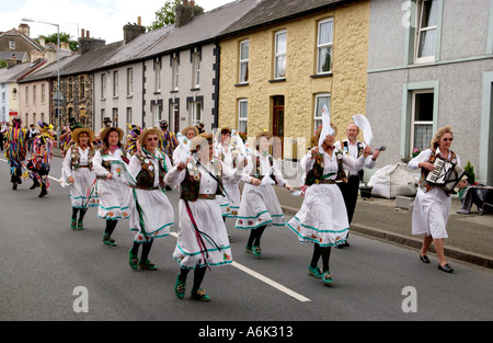 Dancing at the annual Morris in the Forest Festival at Llanwrtyd Wells Powys Wales UK GB Stock Photo