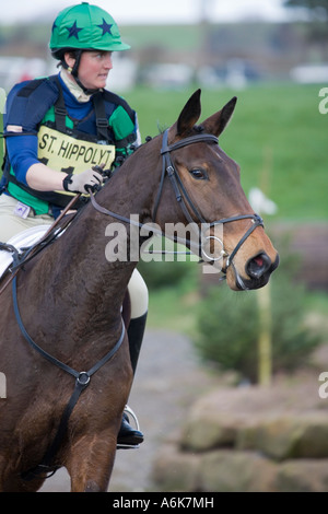 Equestrian eventing at Kelsall Hill Cheshire where horses and riders compete over three events, dressage, arena jumping and cros Stock Photo