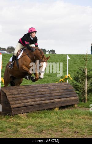 Equestrian eventing at Kelsall Hill Cheshire where horses and riders compete over three events, dressage, arena jumping and cros Stock Photo