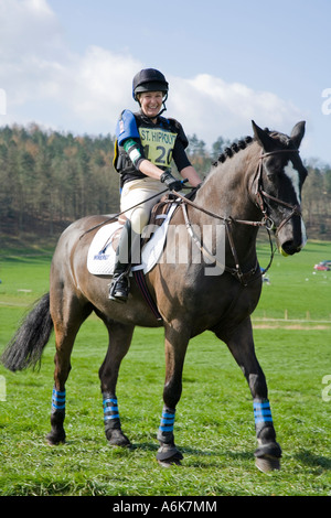 Equestrian eventing at Kelsall Hill Cheshire where horses and riders compete over three events, dressage, arena jumping and cros Stock Photo