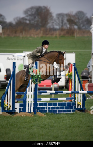 Equestrian eventing at Kelsall Hill Cheshire where horses and riders compete over three events, dressage, arena jumping and cros Stock Photo