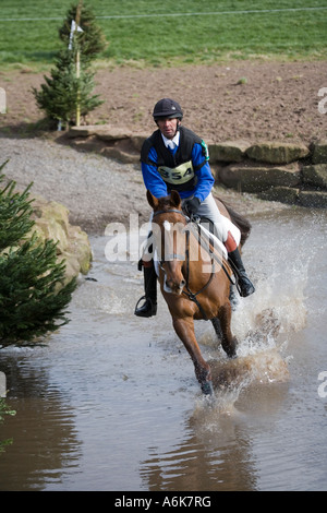 Equestrian eventing at Kelsall Hill Cheshire where horses and riders compete over three events, dressage, arena jumping and cros Stock Photo