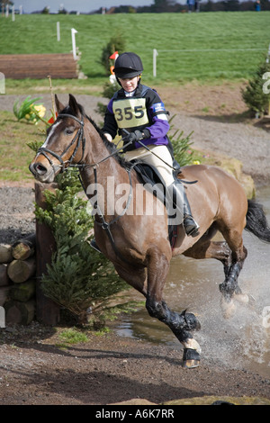 Equestrian eventing at Kelsall Hill Cheshire where horses and riders compete over three events, dressage, arena jumping and cros Stock Photo