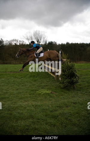 Equestrian eventing at Kelsall Hill Cheshire where horses and riders compete over three events, dressage, arena jumping and cros Stock Photo