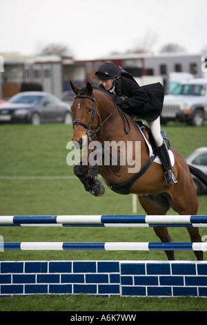 Equestrian eventing at Kelsall Hill Cheshire where horses and riders compete over three events, dressage, arena jumping and cros Stock Photo