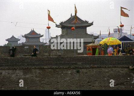 People visit the Xi'an City Wall Lantern Festival in Xi'an City ...