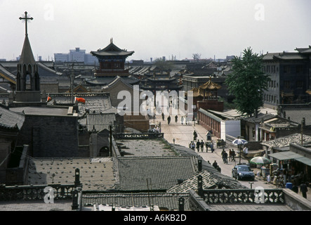 Pingyao from City Wall UNESCO World Heritage Site Shanxi China Chinese Asian Asiatic Asia Stock Photo