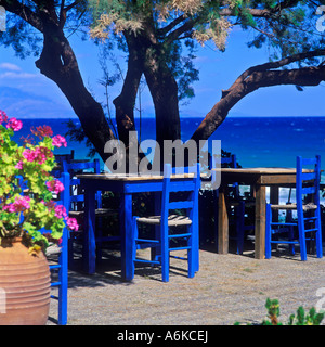 EMPTY SEASIDE TAVERNA IN ZANTE GREECE Stock Photo