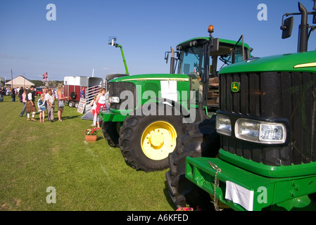dh County Show KIRKWALL ORKNEY John Deere tractors machines at show display farm sell farming equipment Stock Photo