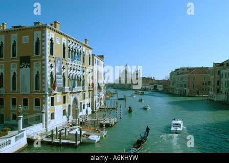 The view from the Academia bridge looking east towards the church of Santa Maria De La Salute Stock Photo