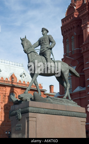The statue of Marshall Georgy Zhukov in central Moscow, hero in the battle against Nazi Germany in World War 2. Stock Photo