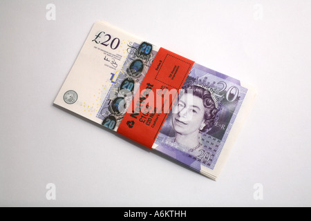 Bundles of the new Bank of England Twenty Pound note, 2007 Stock Photo