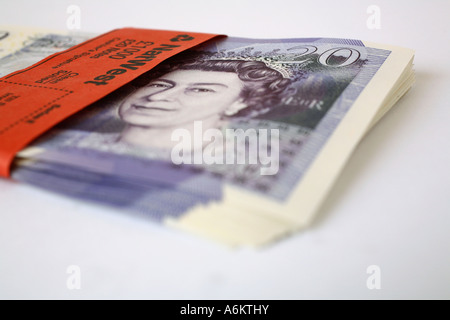 Bundles of the new Bank of England Twenty Pound note, 2007 Stock Photo