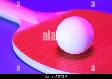 table tennis or ping pong bat with ball Stock Photo