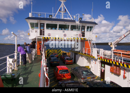 dh Hoy Head ORKNEY FERRIES UK Cars car deck bridge sailing Lyness Houton route Scapa Flow Stock Photo