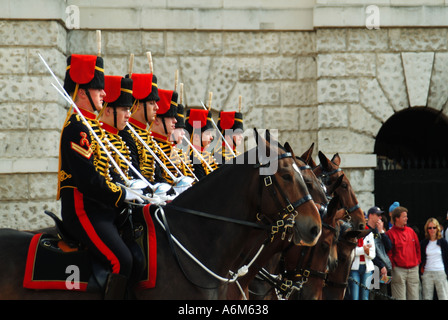 Horse guards Westminster parade ground Kings Troop Royal Horse Artillery changing of the guard ceremony Stock Photo