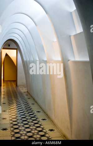 Arched utility areas in the roof of Gaudi's Casa Batllo in Barcelona. Designed for washing and drying clothes. Stock Photo