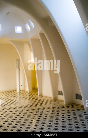 Arched utility areas in the roof of Gaudi's Casa Batllo in Barcelona. Designed for washing and drying clothes. Stock Photo