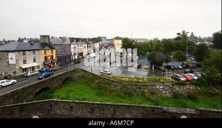 The town of Cahir County Tipperary from the battlement of Cahir Castle Stock Photo