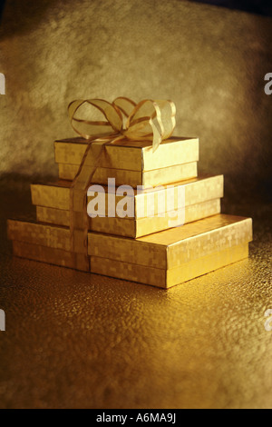 Overhead of Gift Boxes Tied with Red Ribbon on Wood Stock Photo - Image of  earthy, giftboxes: 79802520